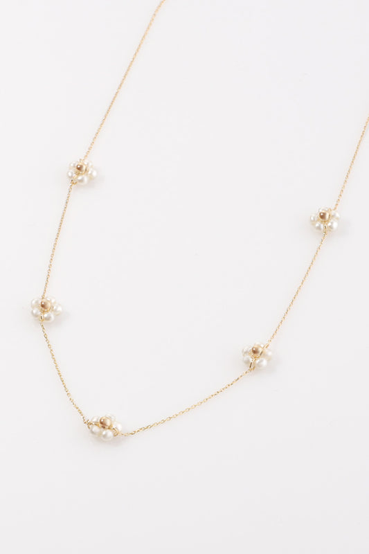 【即納】Le`toile 韓国女性アクセサリー フラワービーズ ネックレス ゴールド