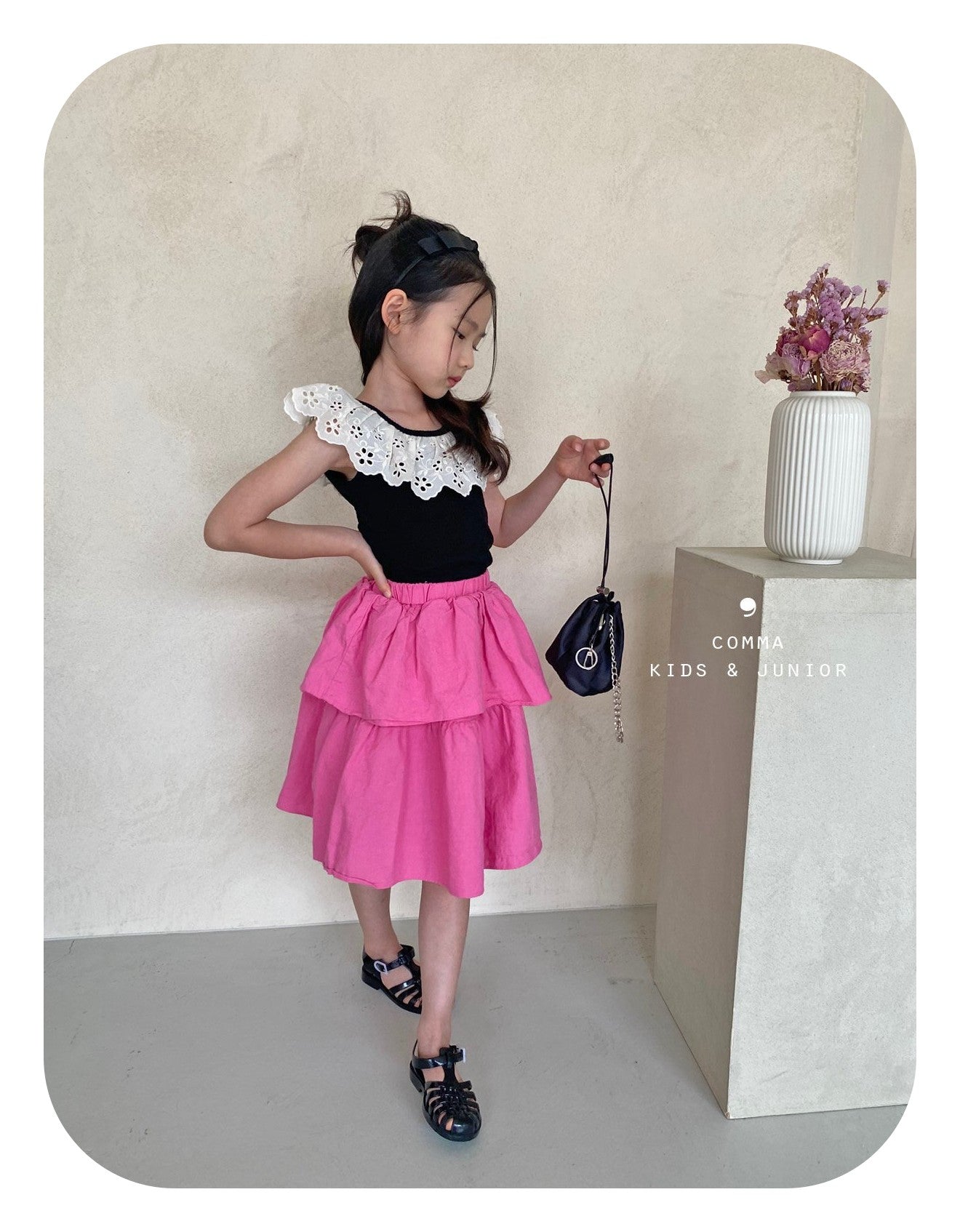 【即納・期末セール品】韓国子供服 Comma 女の子 子供服 レースノースリーブ 3色 90-150サイズ