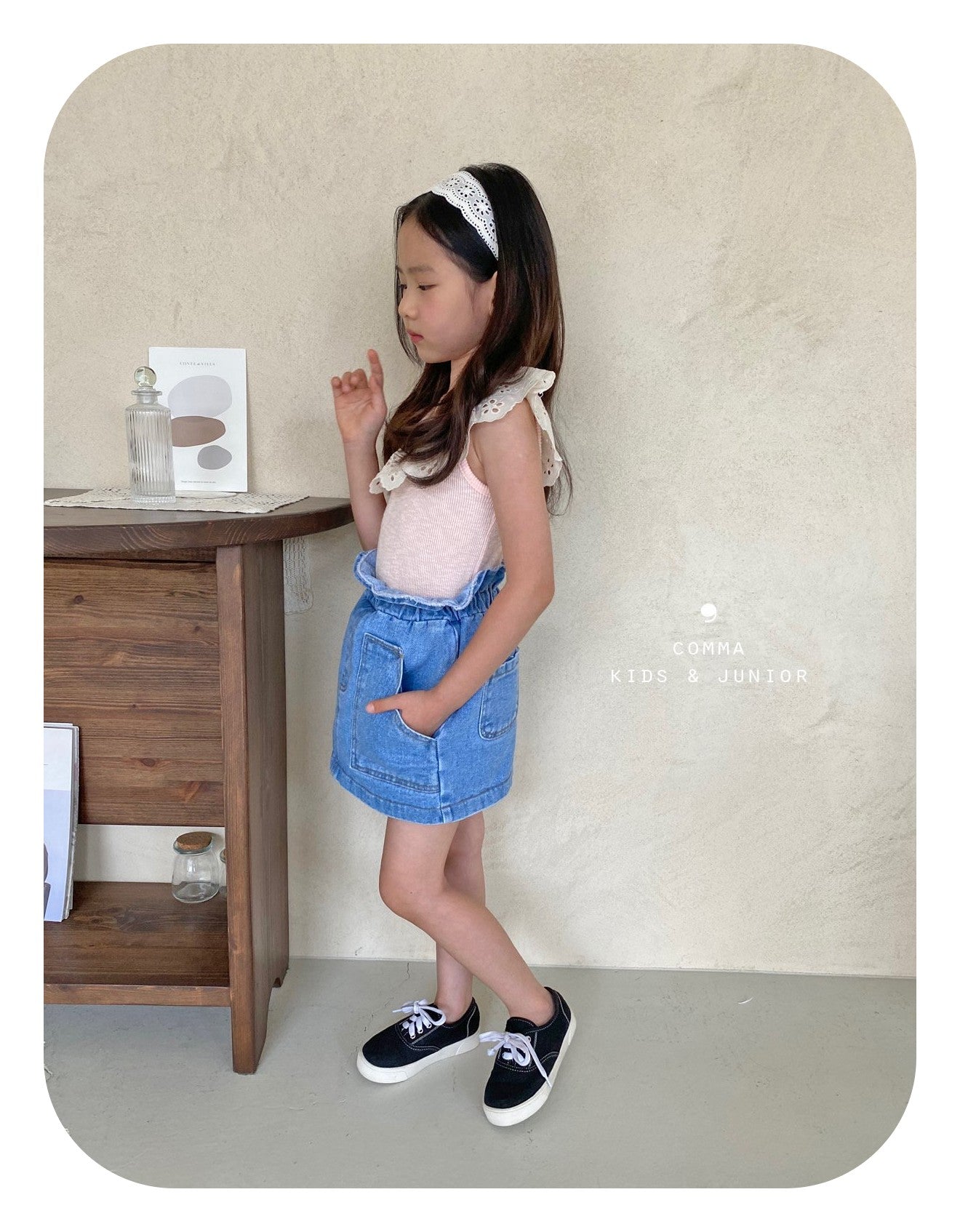 【即納・期末セール品】韓国子供服 Comma 女の子 子供服 レースノースリーブ 3色 90-150サイズ