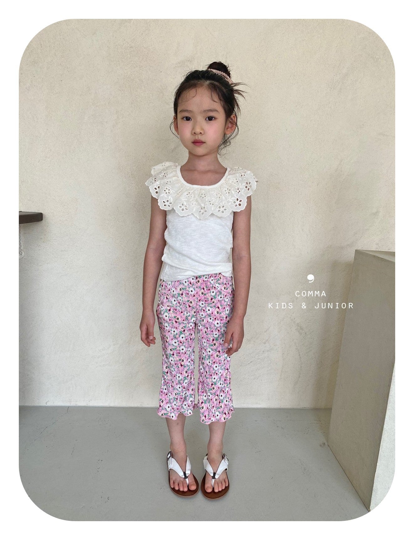 【即納・期末セール品】韓国子供服 Comma 女の子 子供服 レースノースリーブ 3色 90-150サイズ
