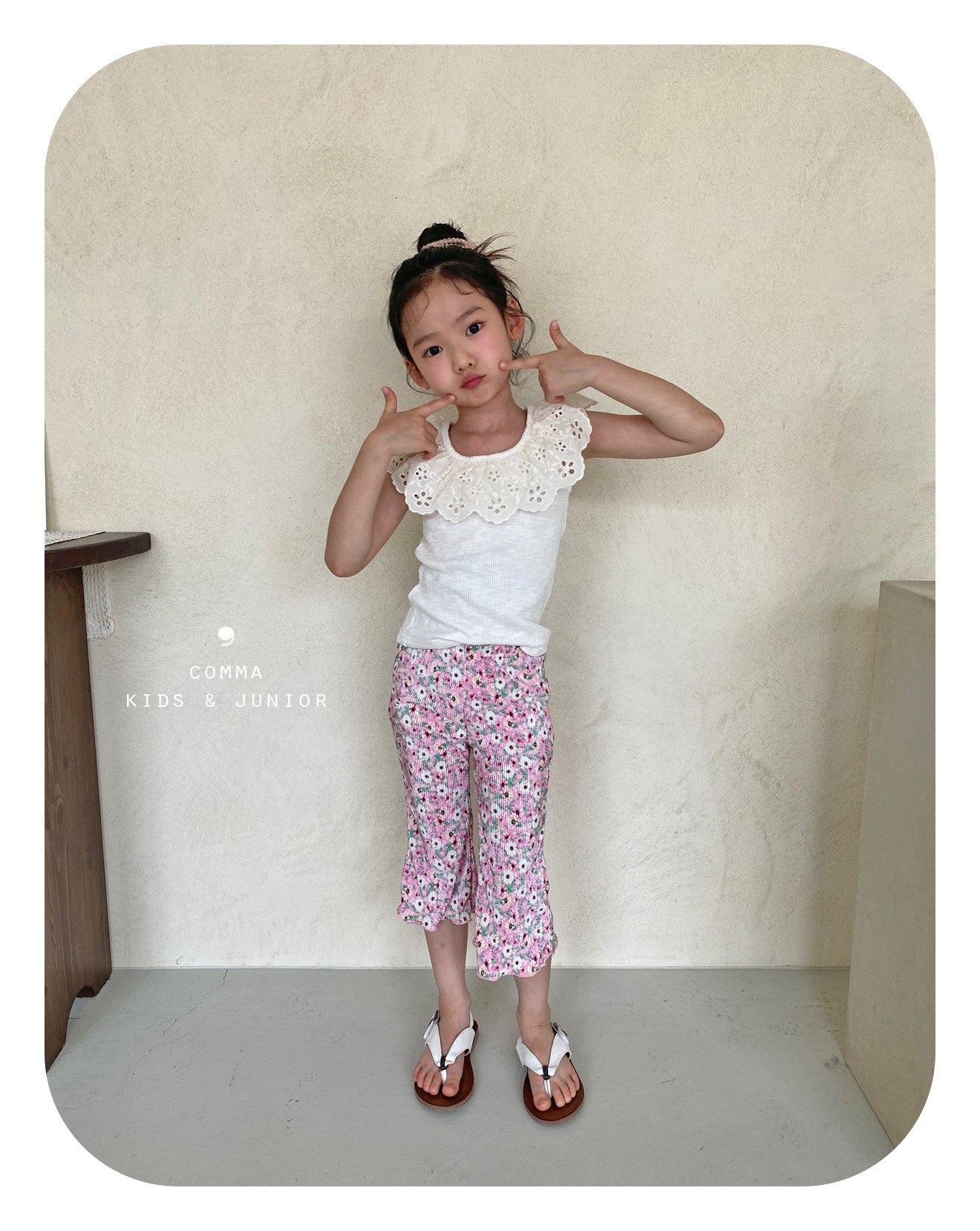 【即納・期末セール品】韓国子供服 Comma 女の子 子供服 レースノースリーブ 3色 90-150サイズ