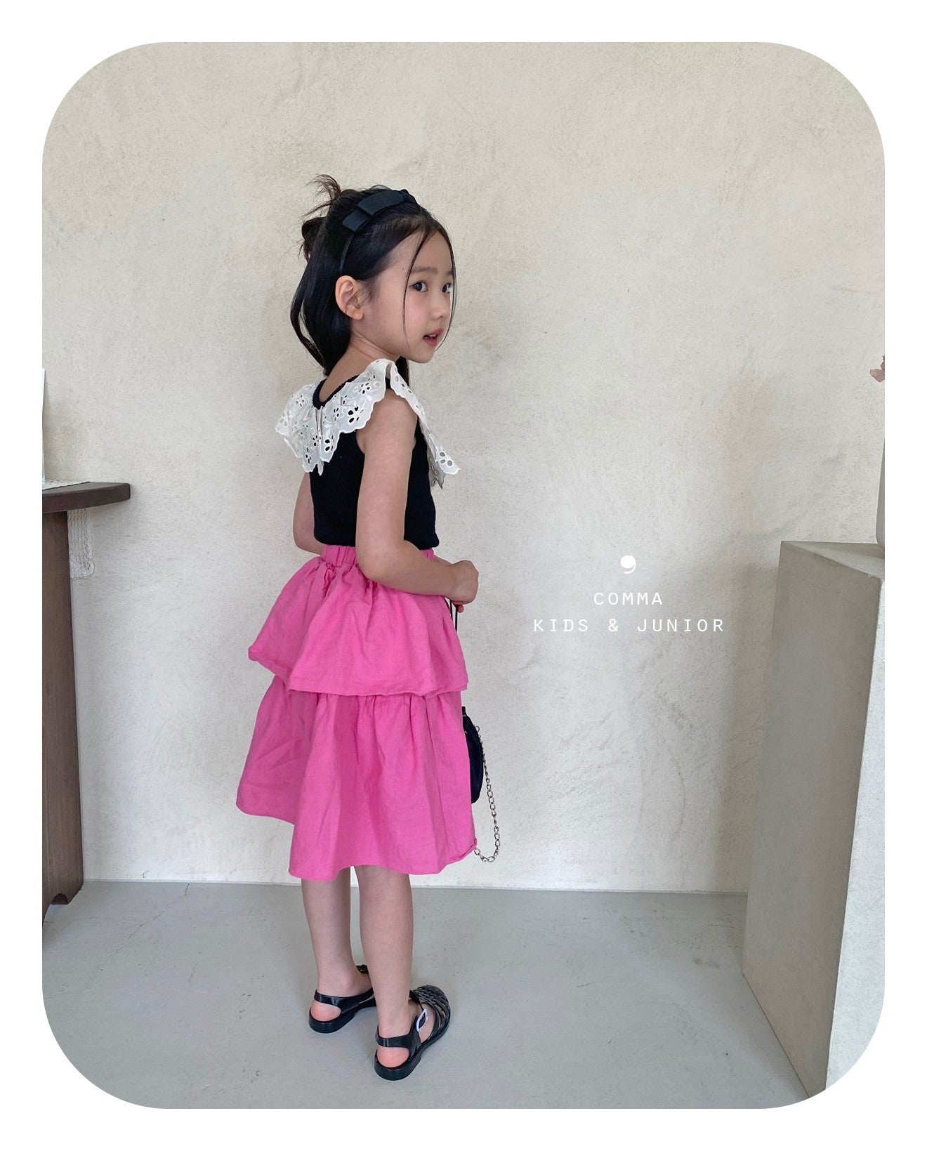 【即納・期末セール品】韓国子供服 Comma 女の子 子供服 レースノースリーブ 3色 90-150サイズ