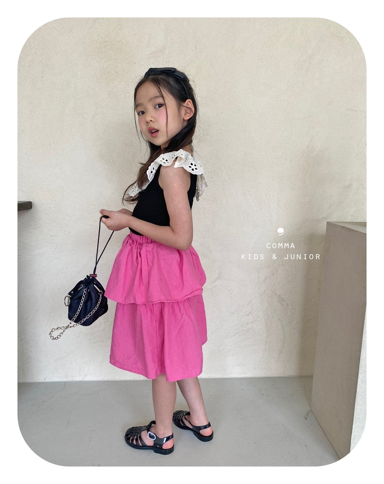 【即納・期末セール品】韓国子供服 Comma 女の子 子供服 レースノースリーブ 3色 90-150サイズ