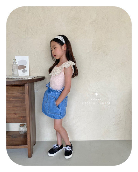 【即納・期末セール品】韓国子供服 Comma 女の子 子供服 レースノースリーブ 3色 90-150サイズ