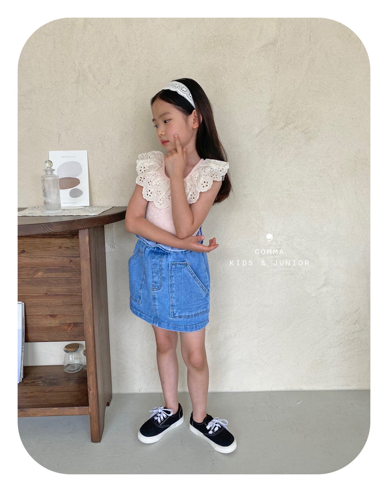 【即納・期末セール品】韓国子供服 Comma 女の子 子供服 レースノースリーブ 3色 90-150サイズ