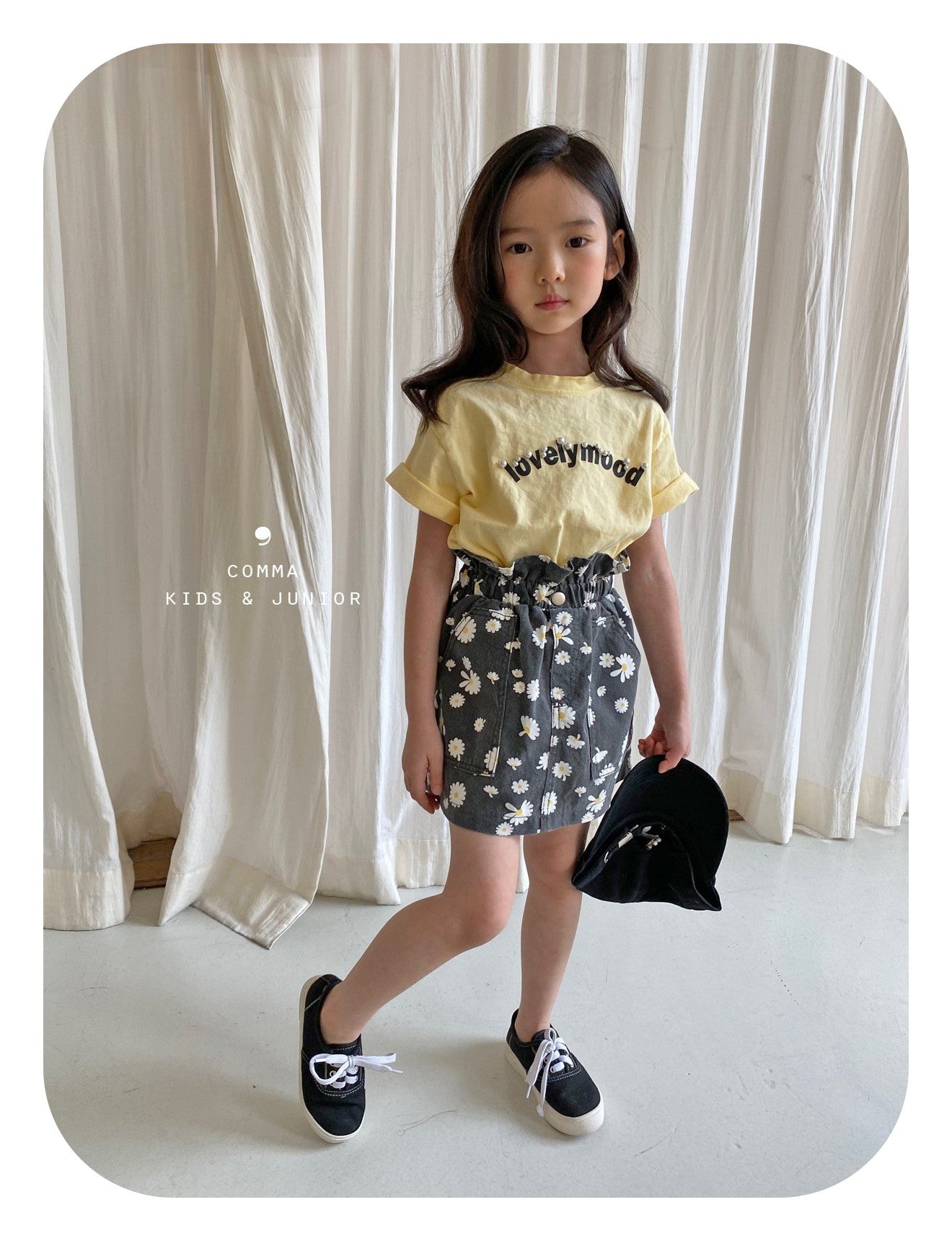 【注文後取り寄せ】韓国子供服 Comma 女の子 子供服 花柄スカート 2色 90-150サイズ