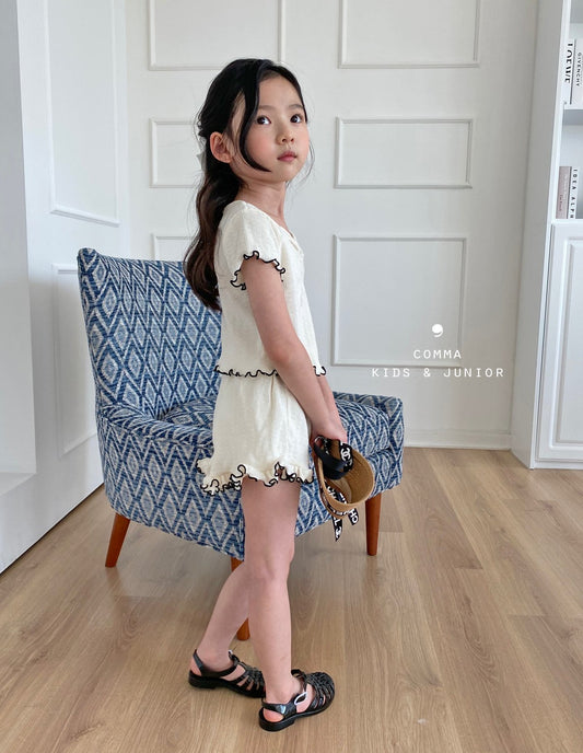 【注文後取り寄せ】韓国子供服 Comma 女の子 子供服 マーガリンセットアップ 2色 80-150サイズのコピー