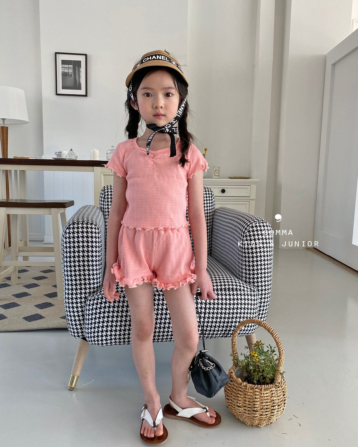 【注文後取り寄せ】韓国子供服 Comma 女の子 子供服 マーガリンセットアップ 2色 80-150サイズのコピー