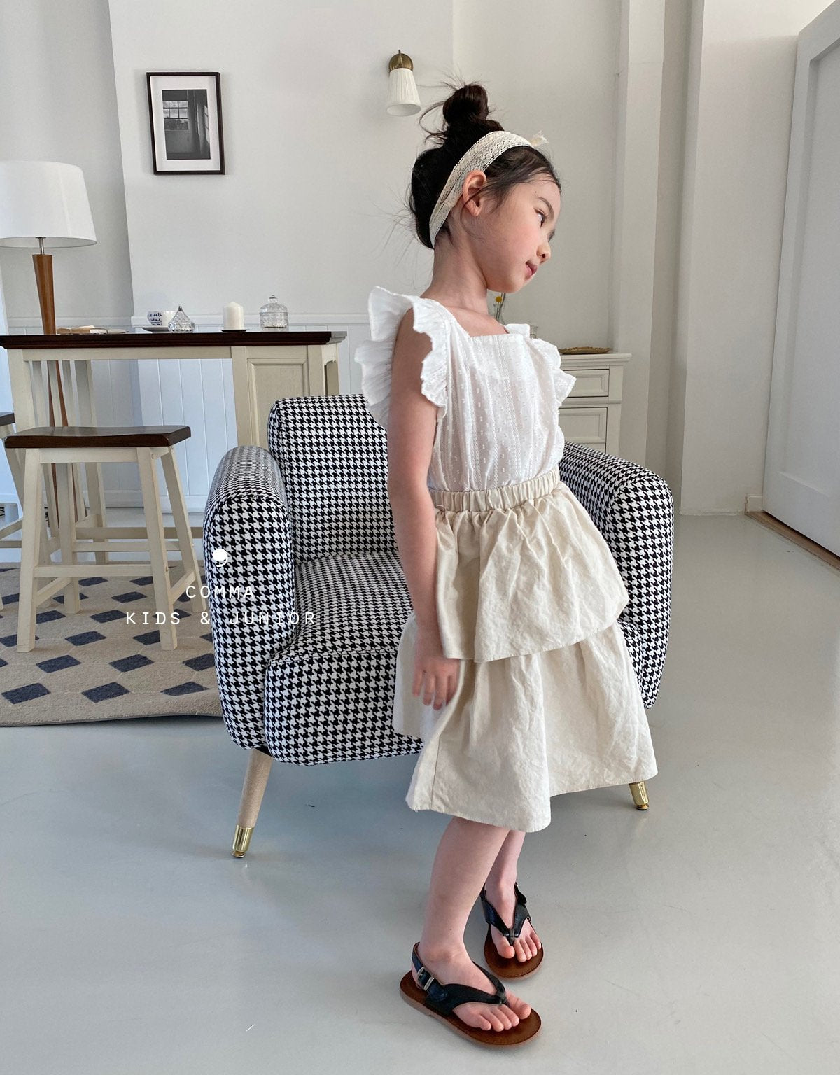 【注文後取り寄せ】韓国子供服 Comma 女の子 子供服 羽ノースリーブブラウス 2色 90-150サイズ
