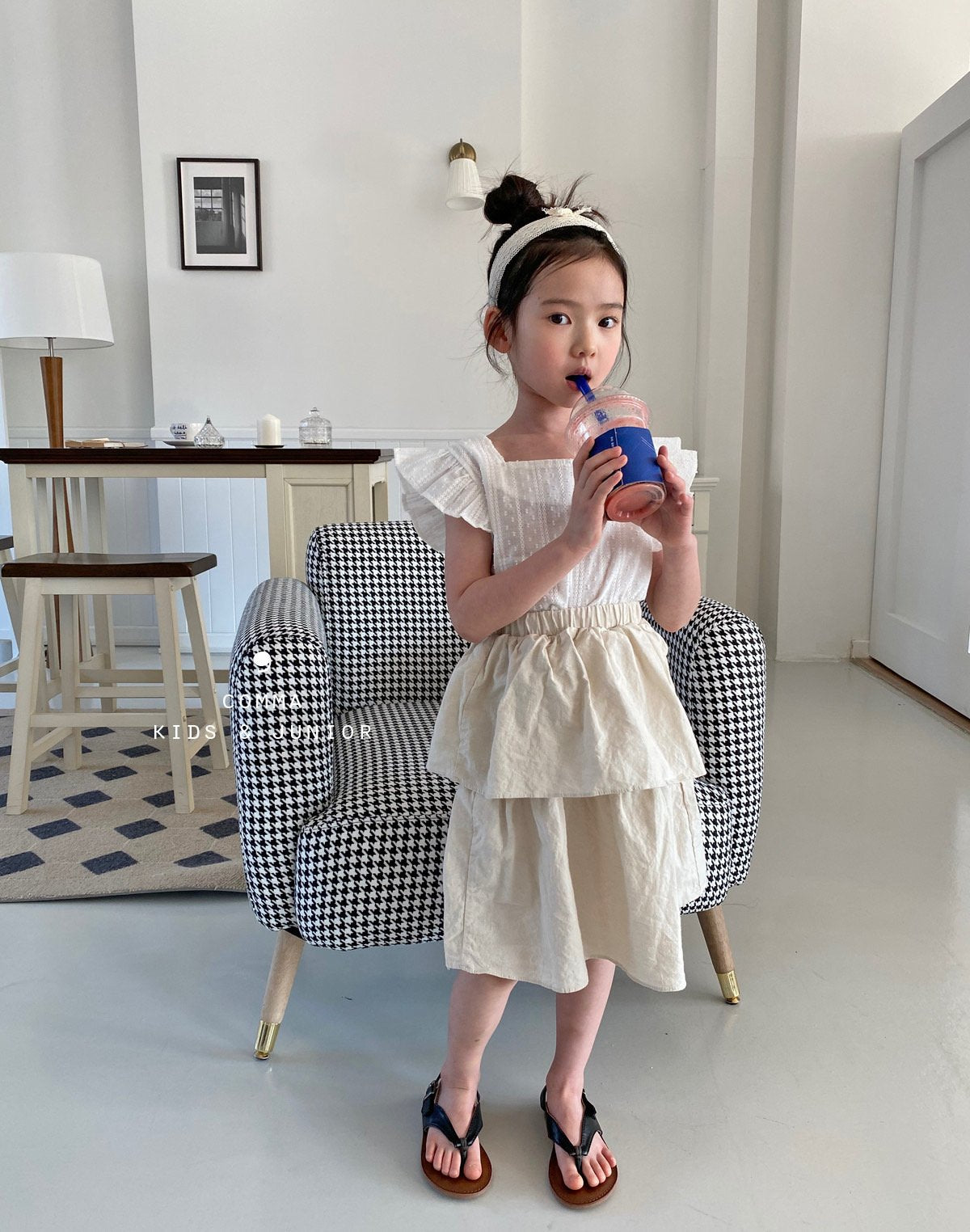 【注文後取り寄せ】韓国子供服 Comma 女の子 子供服 羽ノースリーブブラウス 2色 90-150サイズ