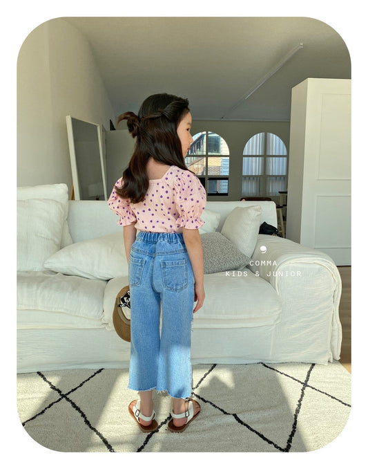 【注文後取り寄せ】韓国子供服 Comma 女の子 子供服 8分丈デニムパンツ 2色 90-150サイズ