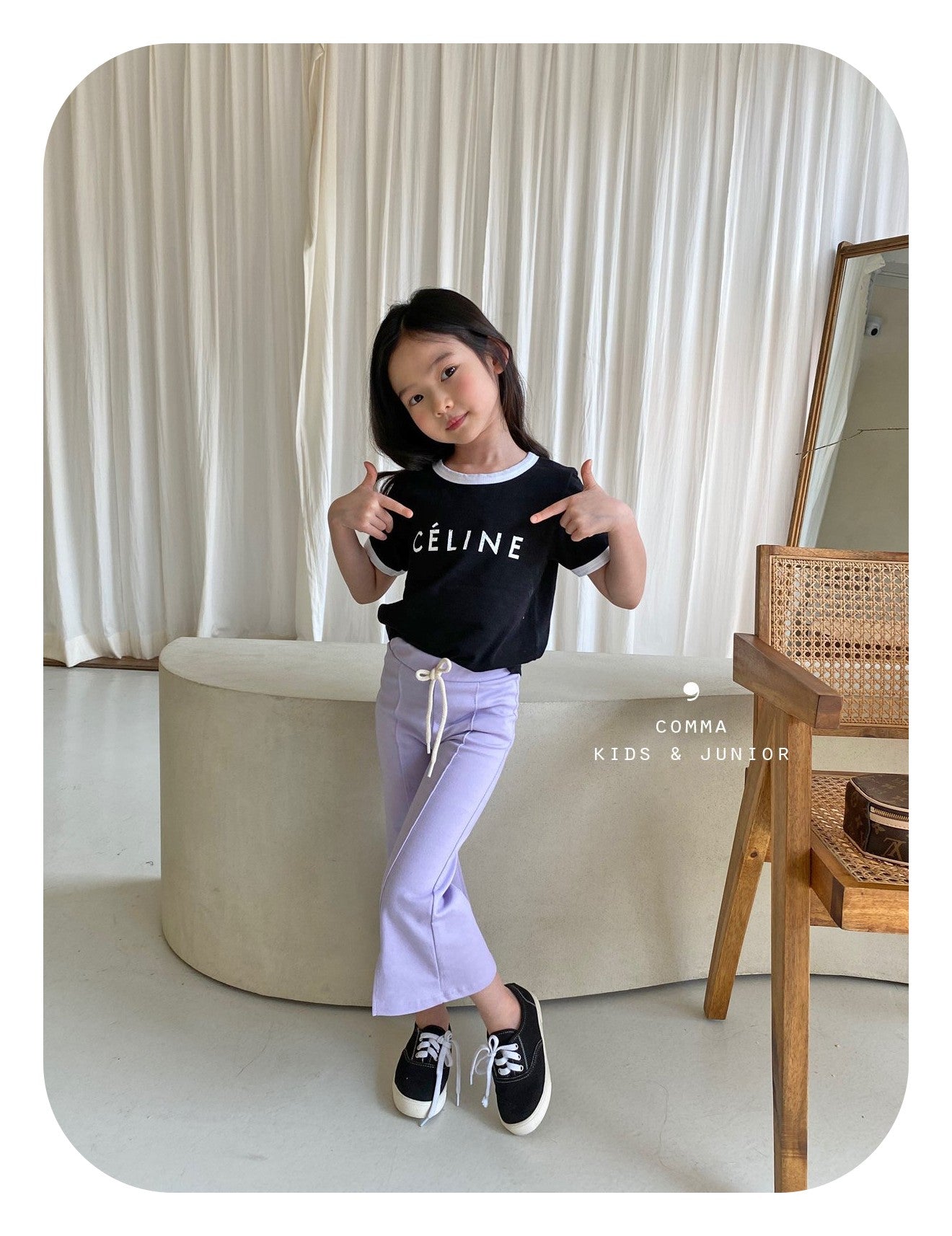 【即納・期末セール品】韓国子供服 Comma 女の子 子供服 ブーツカットパンツ 2色 90-150サイズ