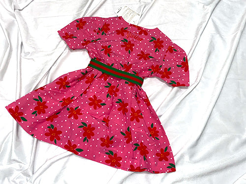 即納・期末セール品 BEBEDEPINO 花柄 ワンピース ホットピンク 100/110 サイズ