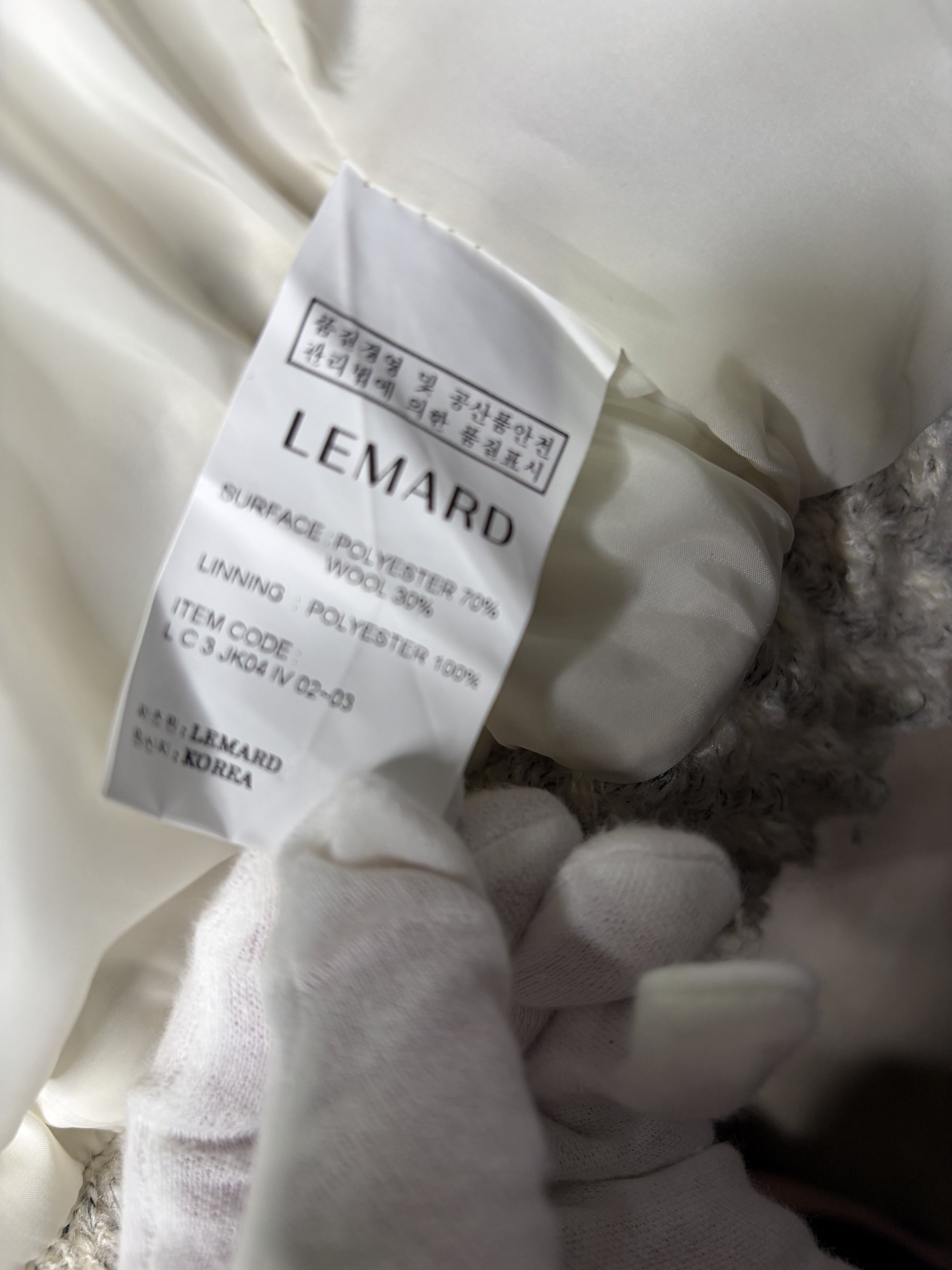 LEMARD ベージュ ブークレ ジップジャケット (Size 3)