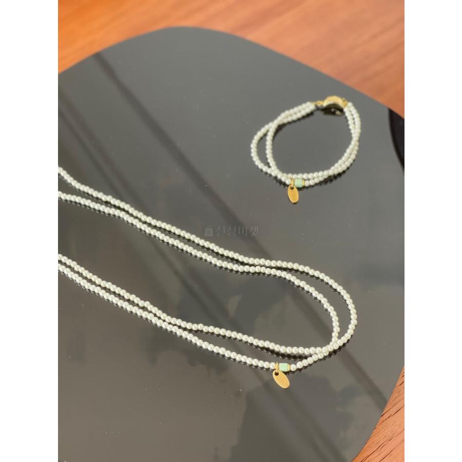 韓国アクセサリー　レディース　ハンドメイドクリスタル真珠ネックレス
