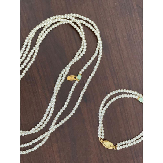 韓国アクセサリー　レディース　ハンドメイドクリスタル真珠ネックレス