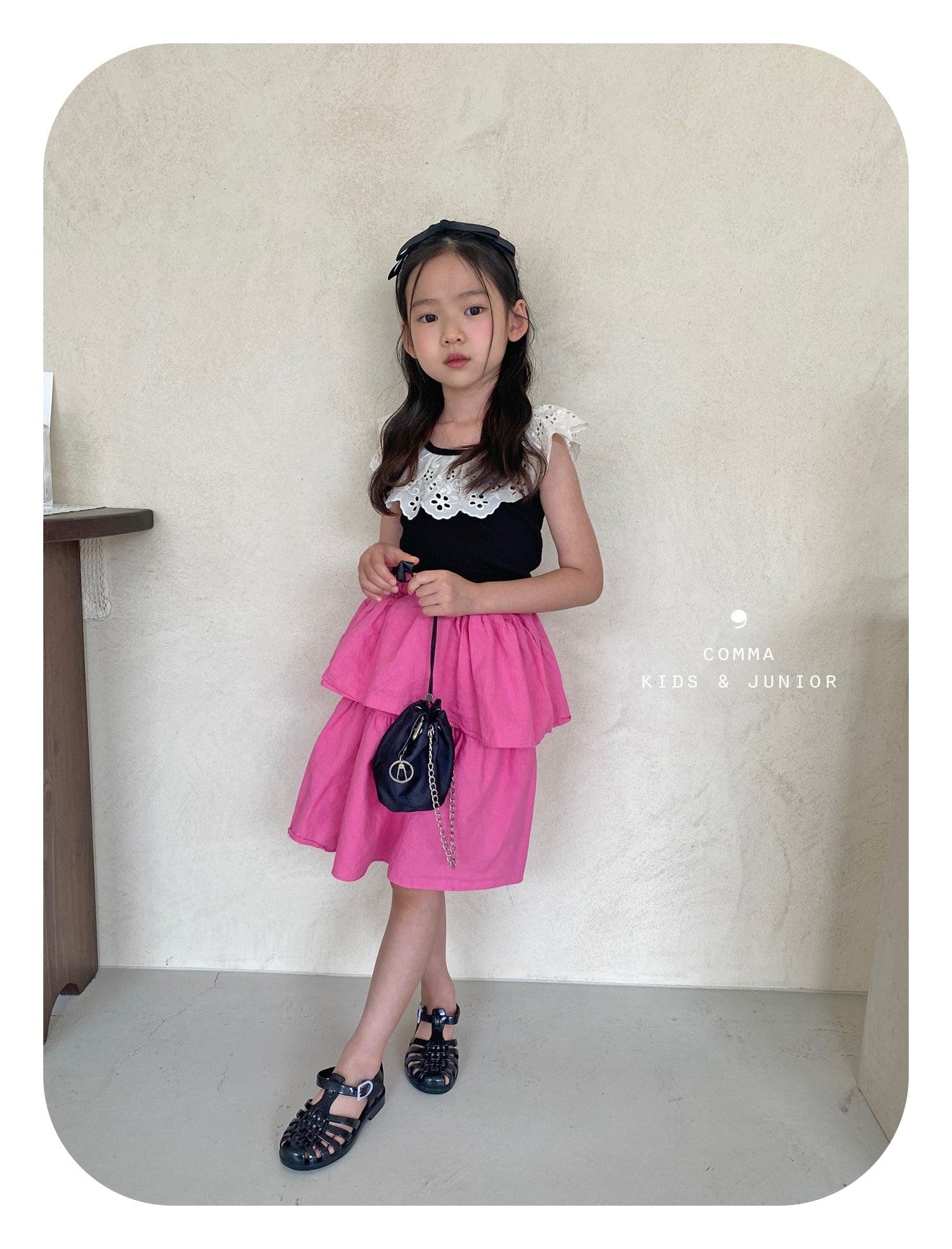 【即納・期末セール品】韓国子供服 Comma 女の子 子供服  レースノースリーブ 3色 90-150サイズ