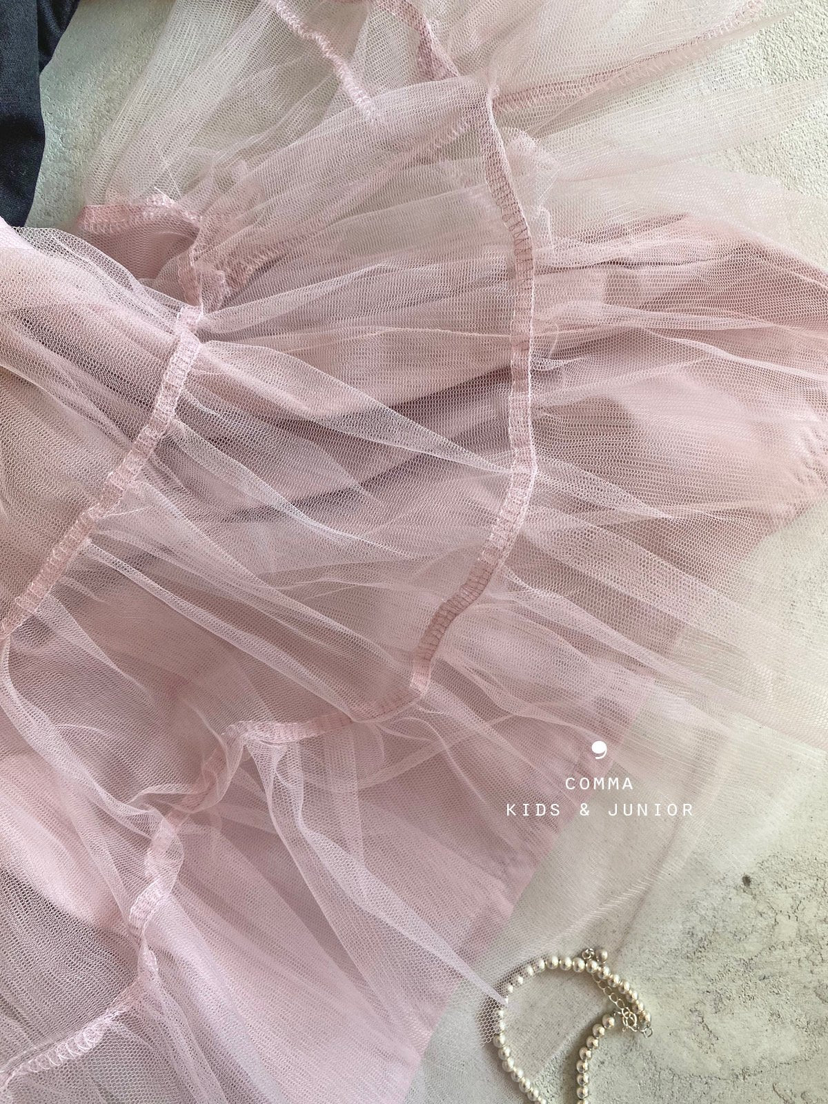 【注文後取り寄せ】韓国子供服 Comma 女の子 子供服 秋新作 レースフレアスカート 2色 90-150サイズ