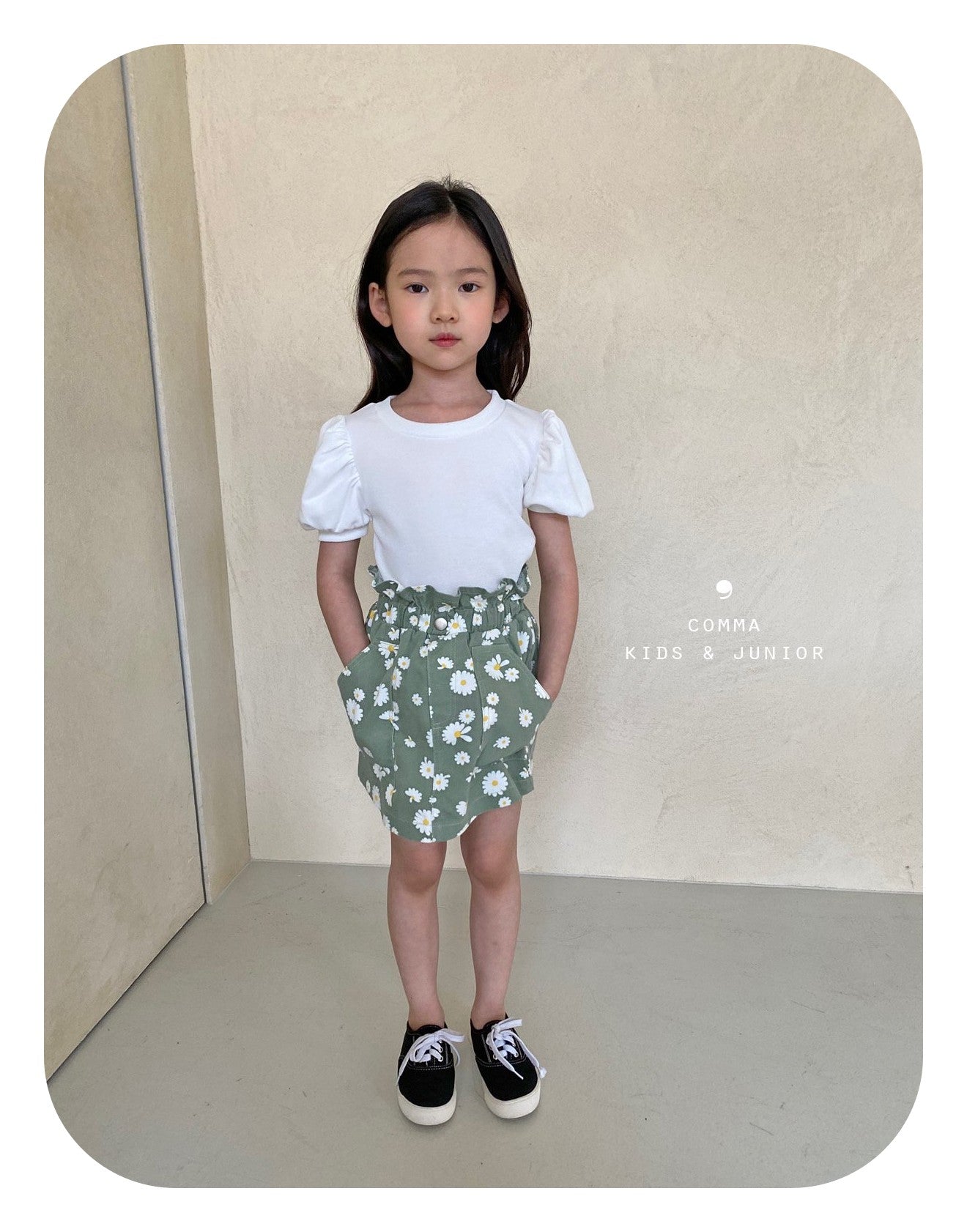 【即納・期末セール品】韓国子供服 Comma 女の子 子供服  花柄スカート 2色 90-150サイズ