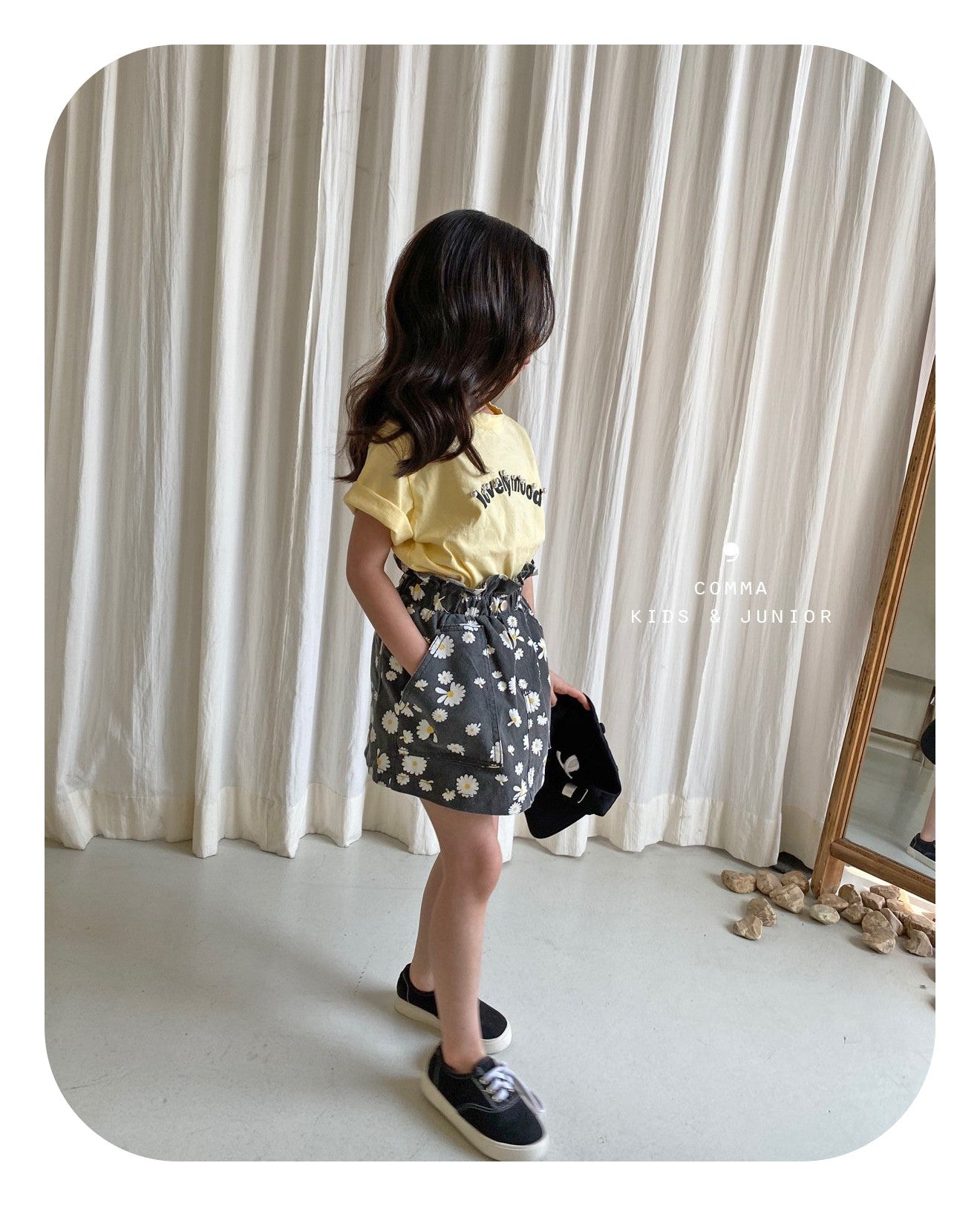 【注文後取り寄せ】韓国子供服 Comma 女の子 子供服  花柄スカート 2色 90-150サイズ