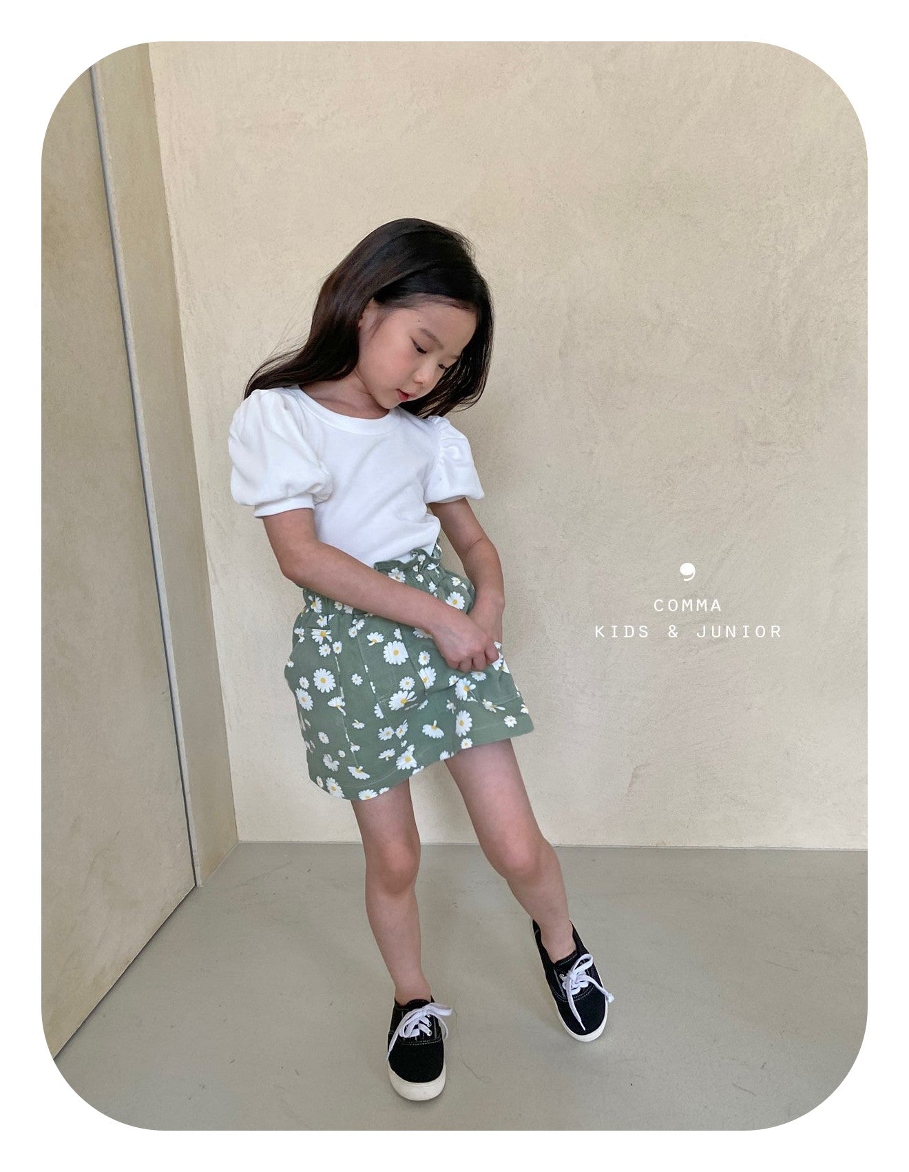 即納・期末セール品】韓国子供服 Comma 女の子 子供服 花柄スカート 2