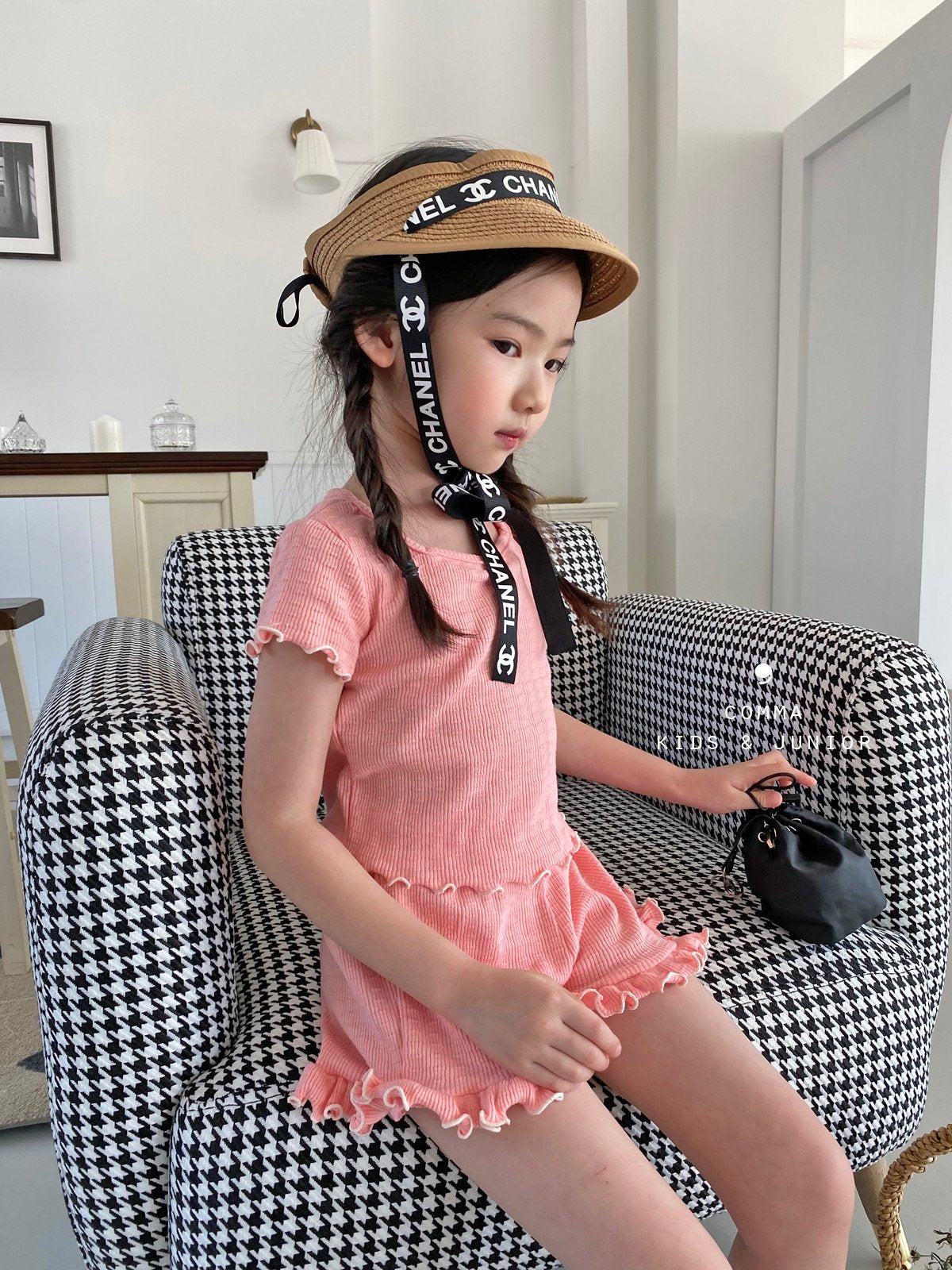 【注文後取り寄せ】韓国子供服 Comma 女の子 子供服  マーガリンセットアップ 2色 80-150サイズのコピー
