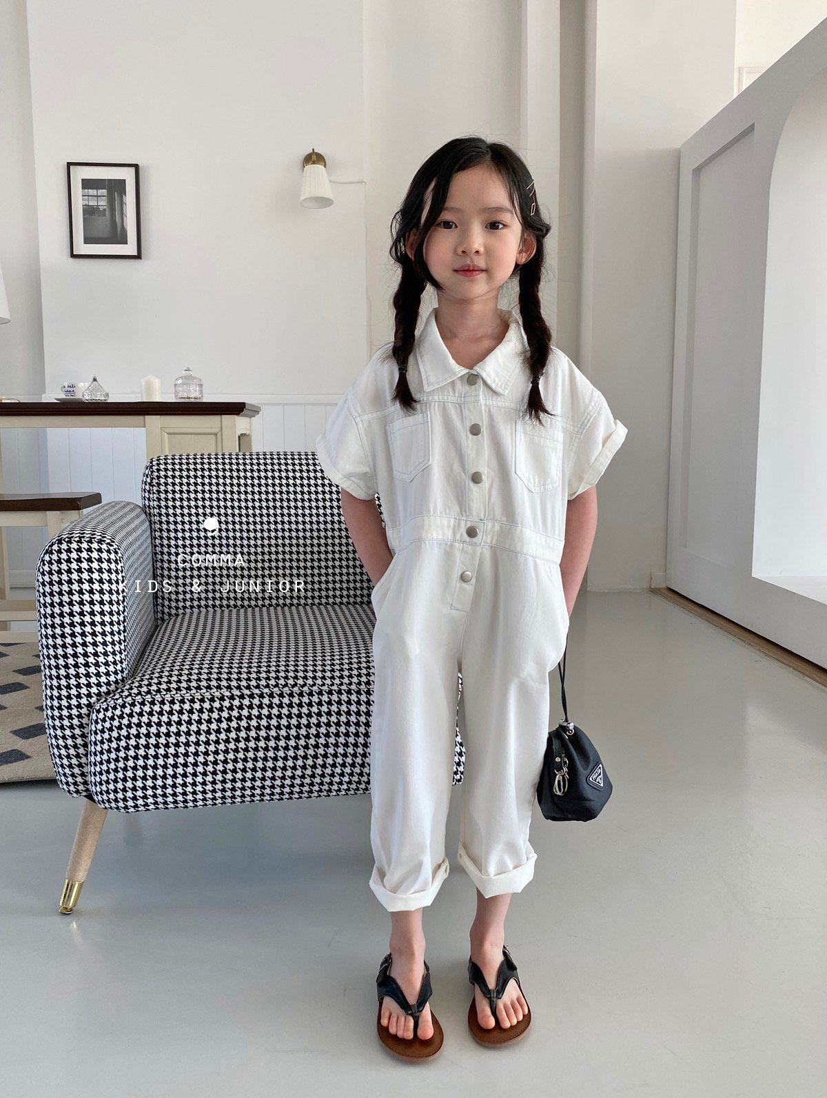 【注文後取り寄せ】韓国子供服 Comma 女の子 子供服  デニムジャンプスーツ 2色 90-150サイズズ