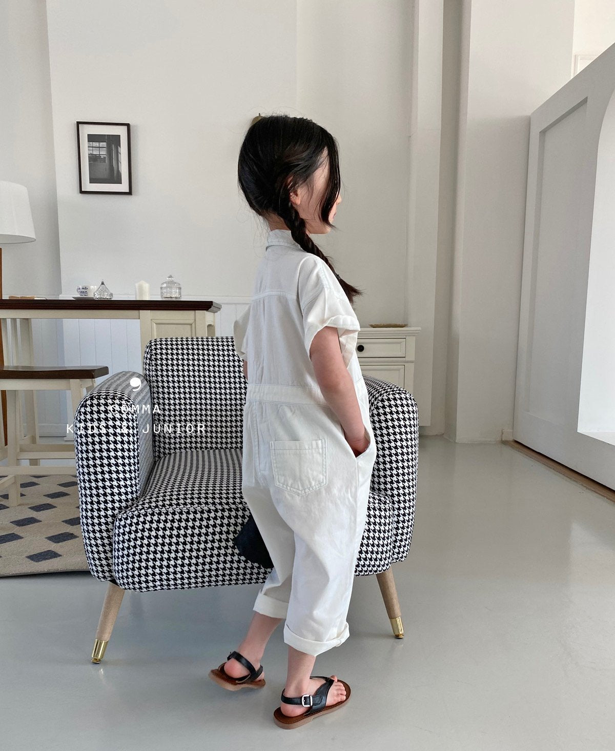 【注文後取り寄せ】韓国子供服 Comma 女の子 子供服  デニムジャンプスーツ 2色 90-150サイズズ