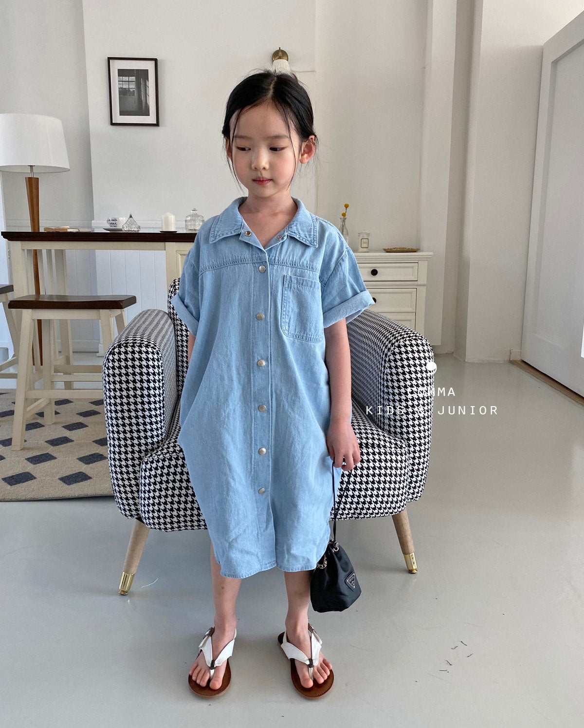 注文後取り寄せ】韓国子供服 Comma 女の子 子供服 デニムワンピース 2