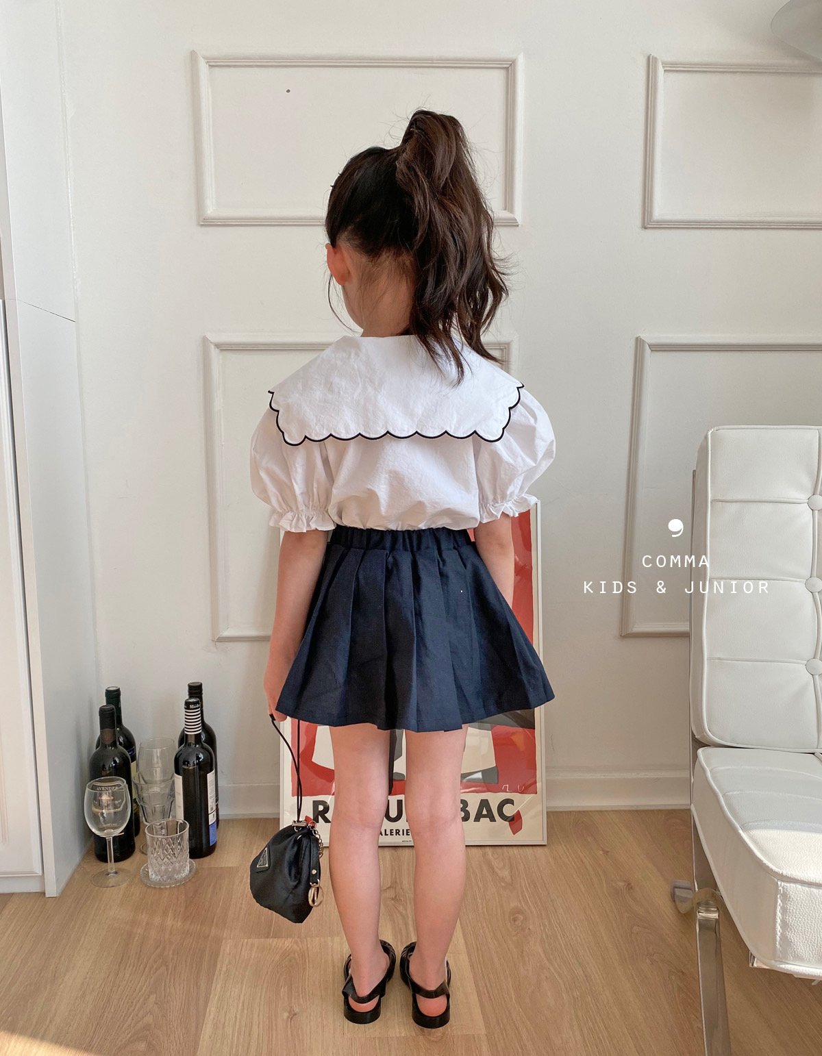 【注文後取り寄せ】韓国子供服 Comma 女の子 子供服  リネンフレアミニスカート 2色 90-150サイズ