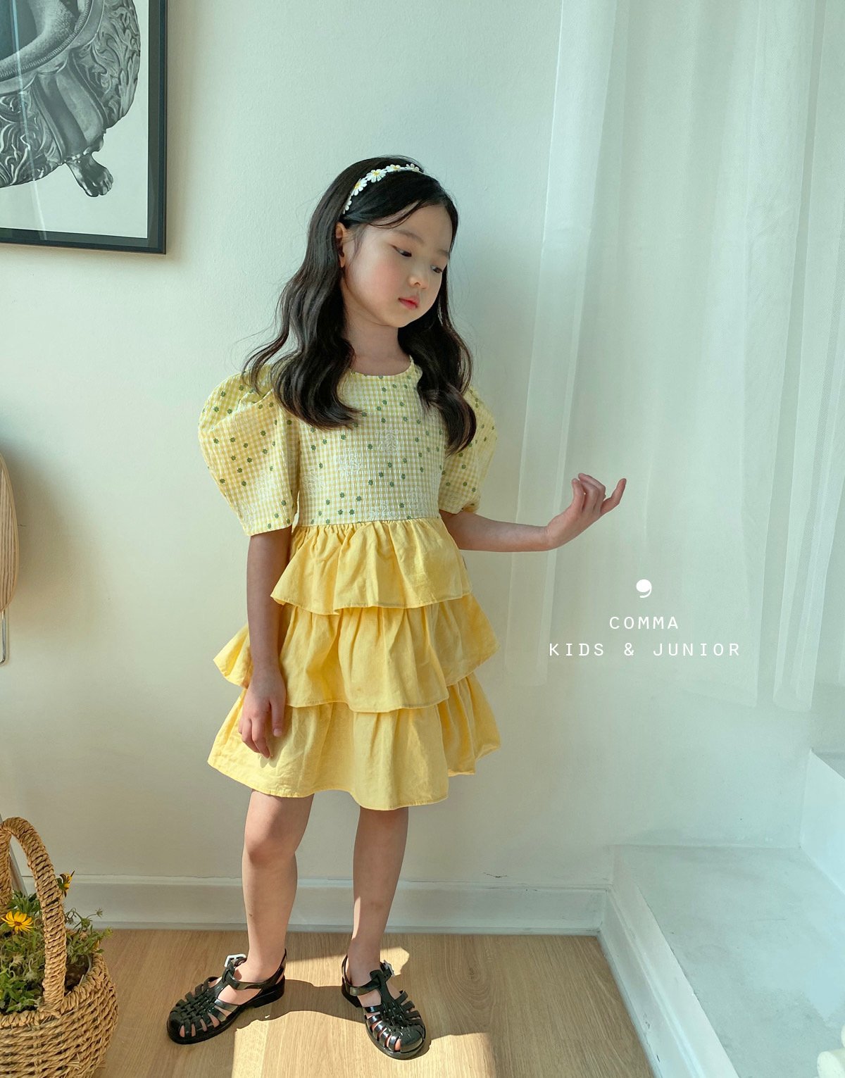 【注文後取り寄せ】韓国子供服 Comma 女の子 子供服 ルイワンピース 2色 90-150サイズ