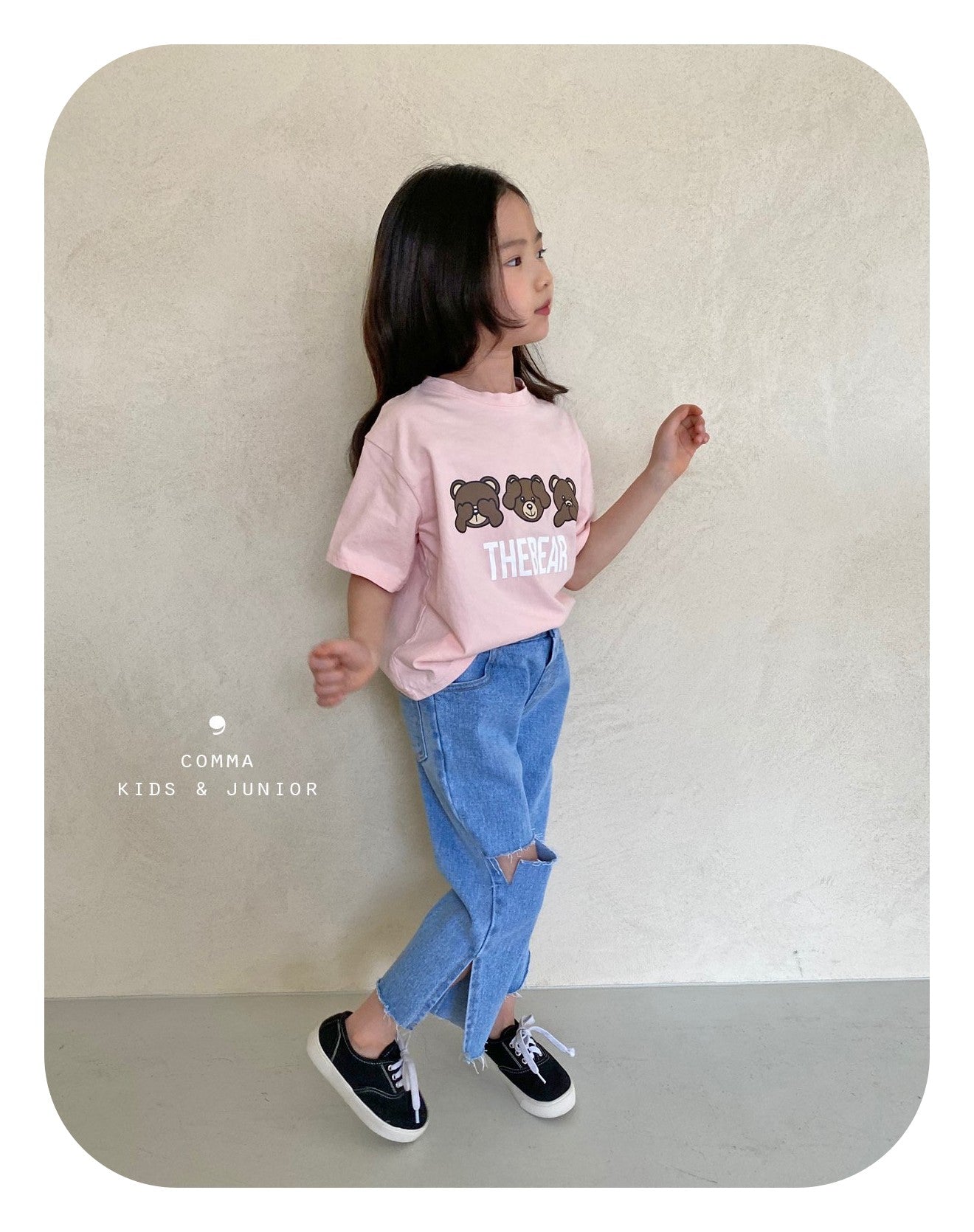 【即納・期末セール品】韓国子供服 Comma 女の子 子供服 8分丈デニムパンツ ２色 90-150サイズ