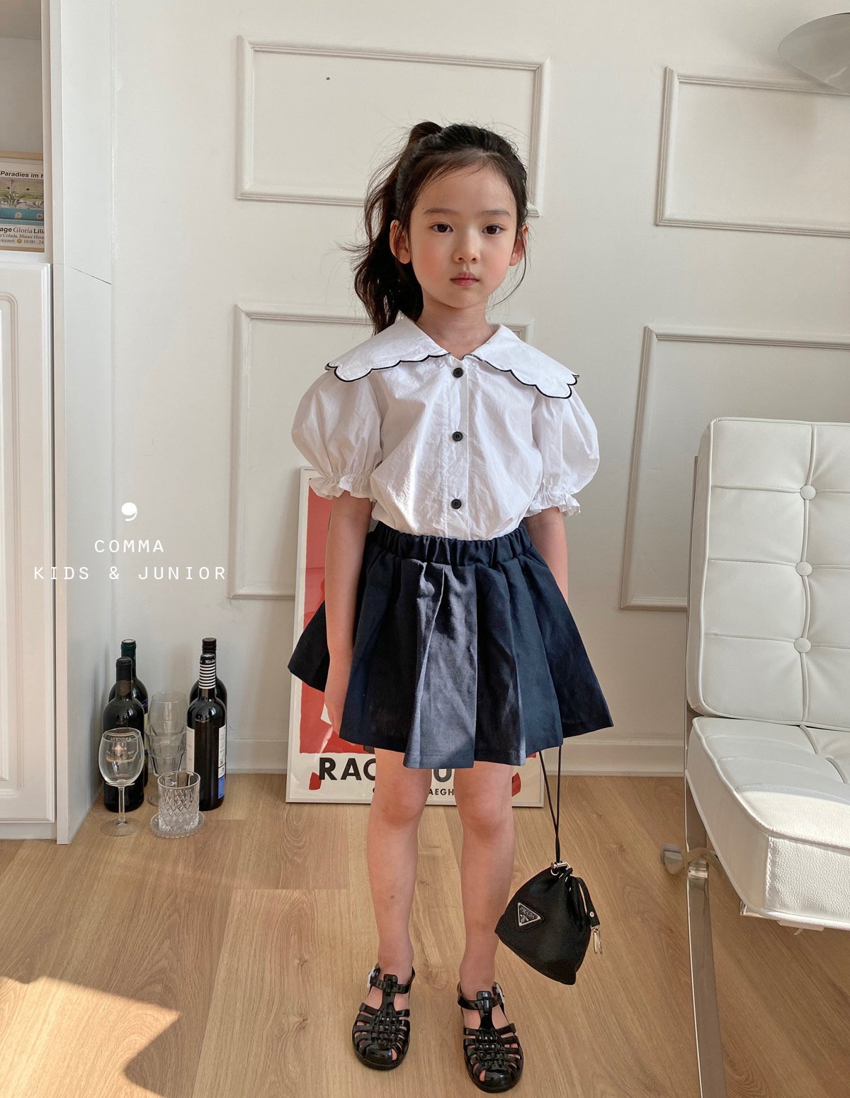 注文後取り寄せ】韓国子供服 Comma 女の子 子供服 スカラップブラウス