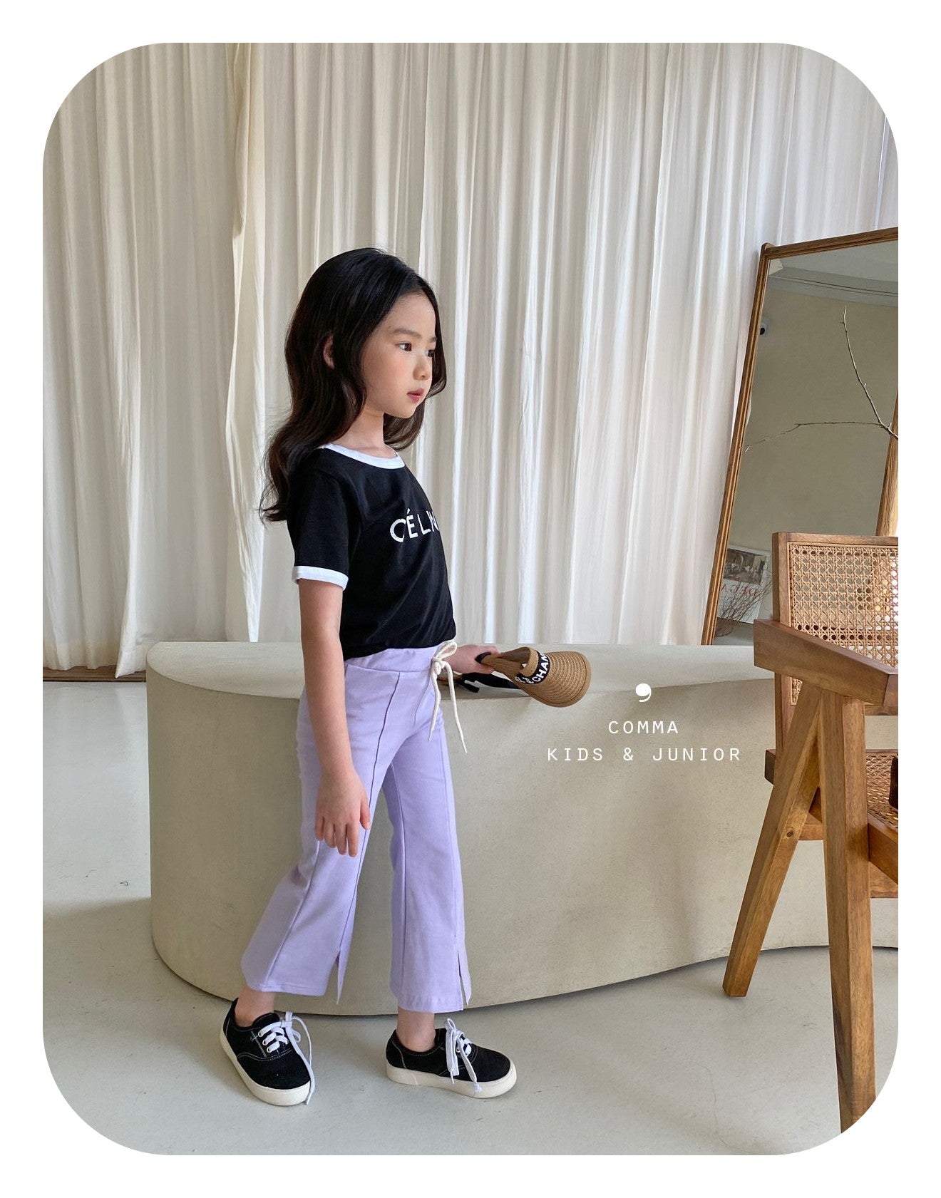 【注文後取り寄せ】韓国子供服 Comma 女の子 子供服 ブーツカットパンツ 2色 80-150サイズ