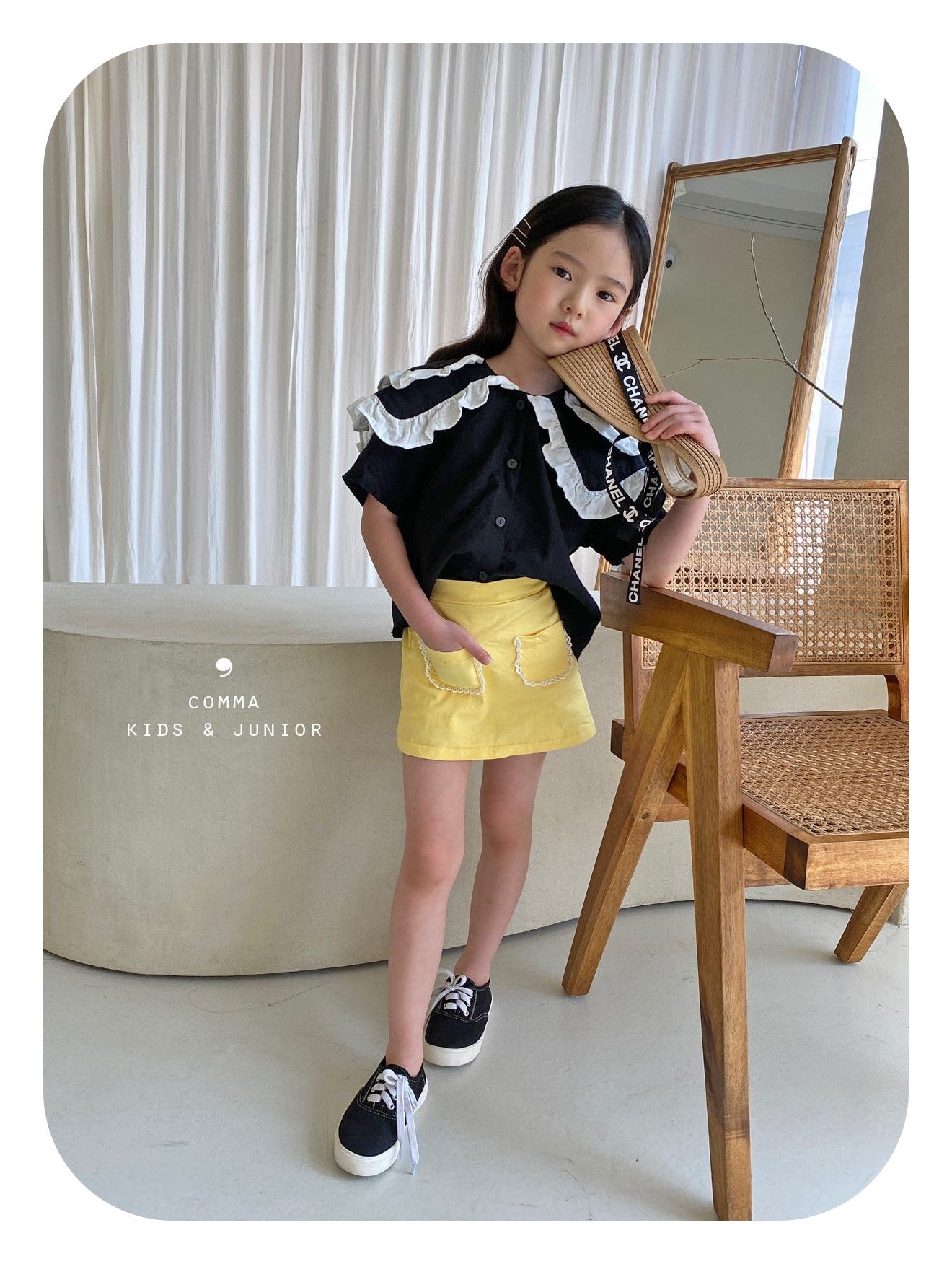 【即納】韓国子供服 Comma 女の子 子供服 エッジスカート 2色 90-150サイズ