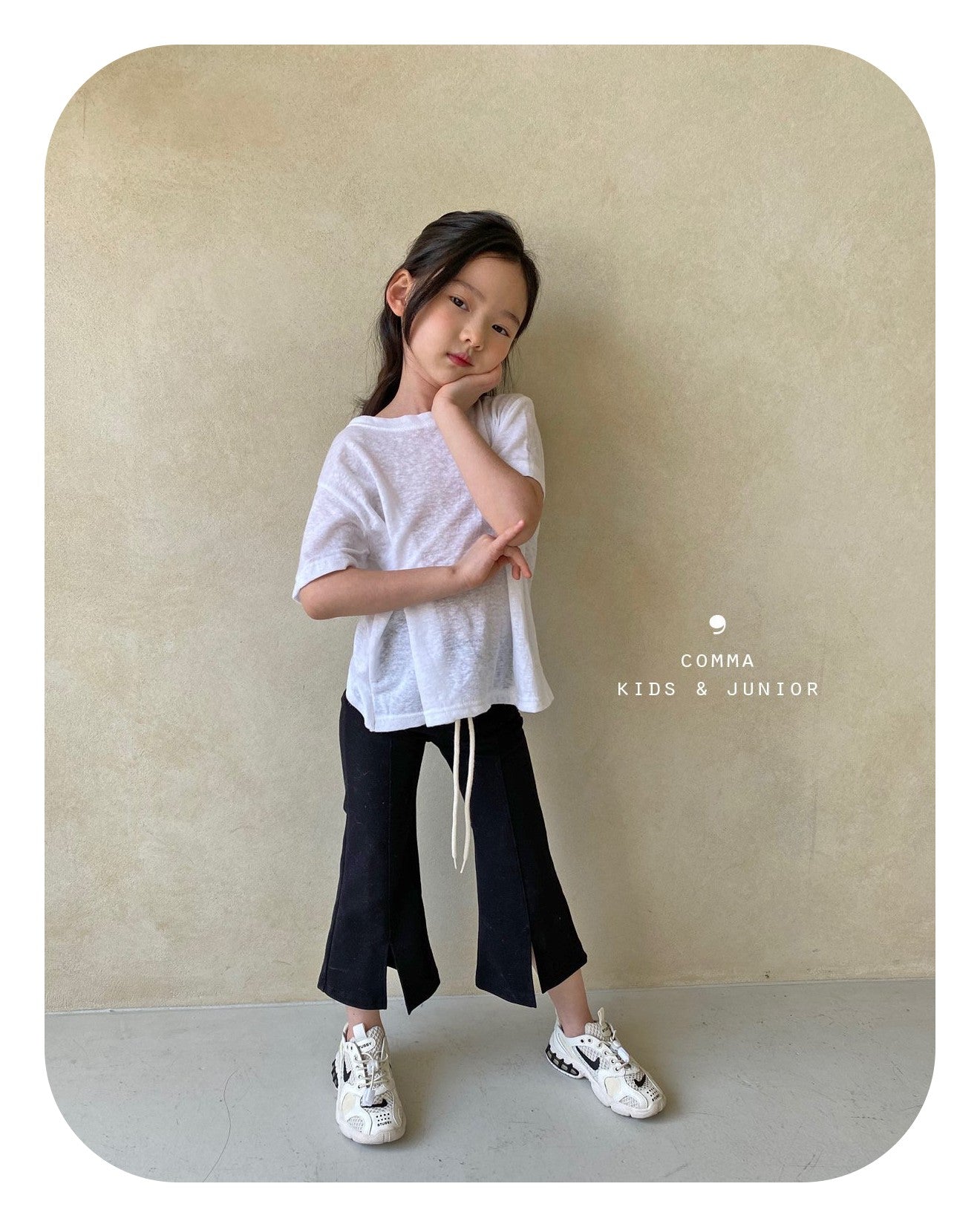 【即納・期末セール品】韓国子供服 Comma 女の子 子供服  バックスリットTシャツ 110サイズ