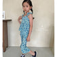 【注文後取り寄せ】韓国子供服 Comma 女の子 子供服  フラワープリーツセットアップ 2色 80-150サイズ