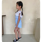 【注文後取り寄せ】韓国子供服 Comma 女の子 子供服  ワイドカラーブラウスセットアップ　2色 90-150サイズ