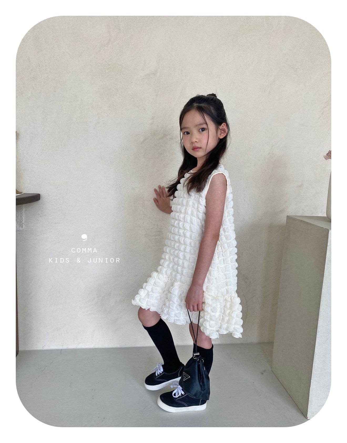 【注文後取り寄せ】韓国子供服 Comma 女の子 子供服  刺繍入りワンピース　2色 90-150サイズ
