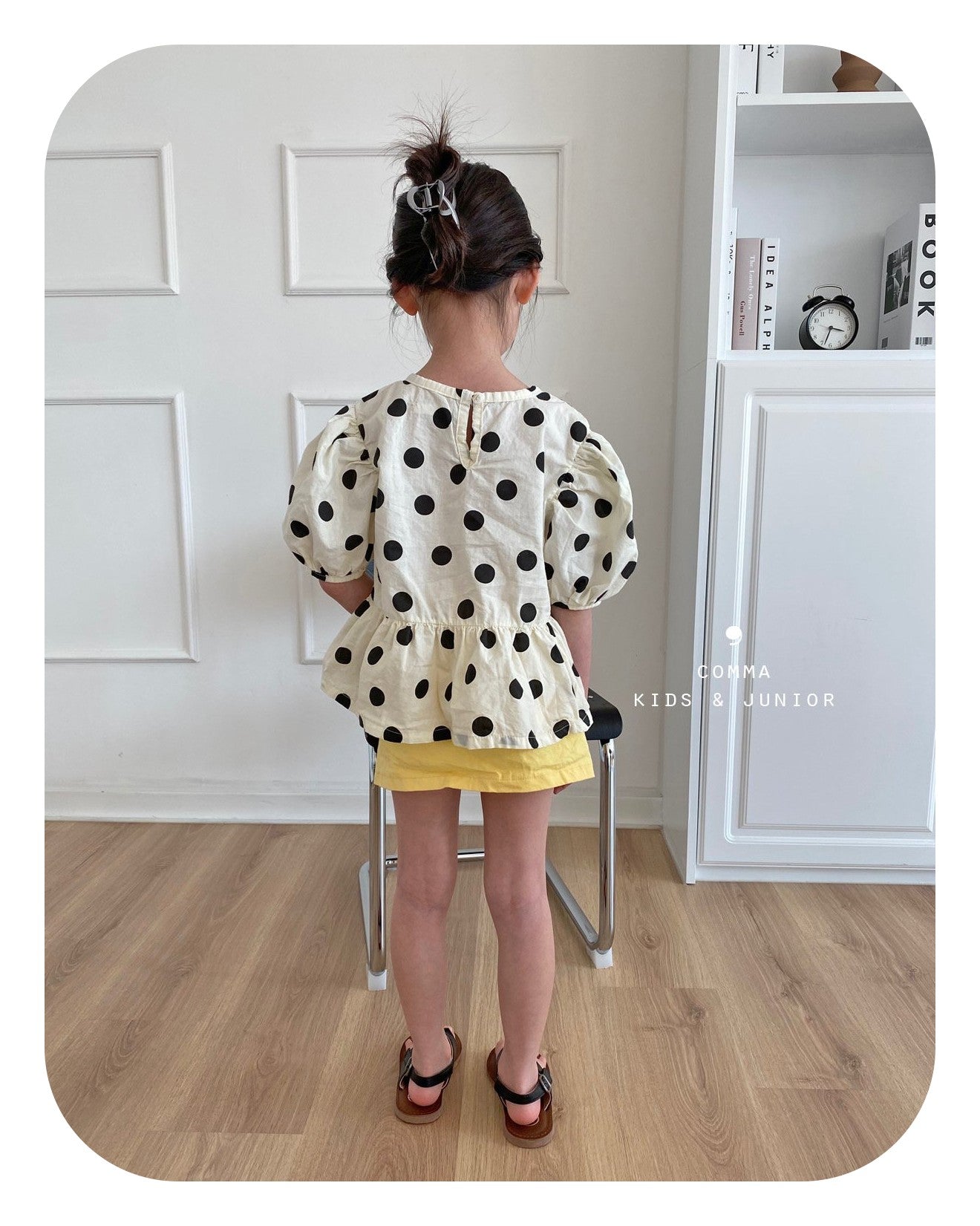 【即納・期末セール品】韓国子供服 Comma 女の子 子供服  水玉模様ブラウス 2色 90-150サイズ