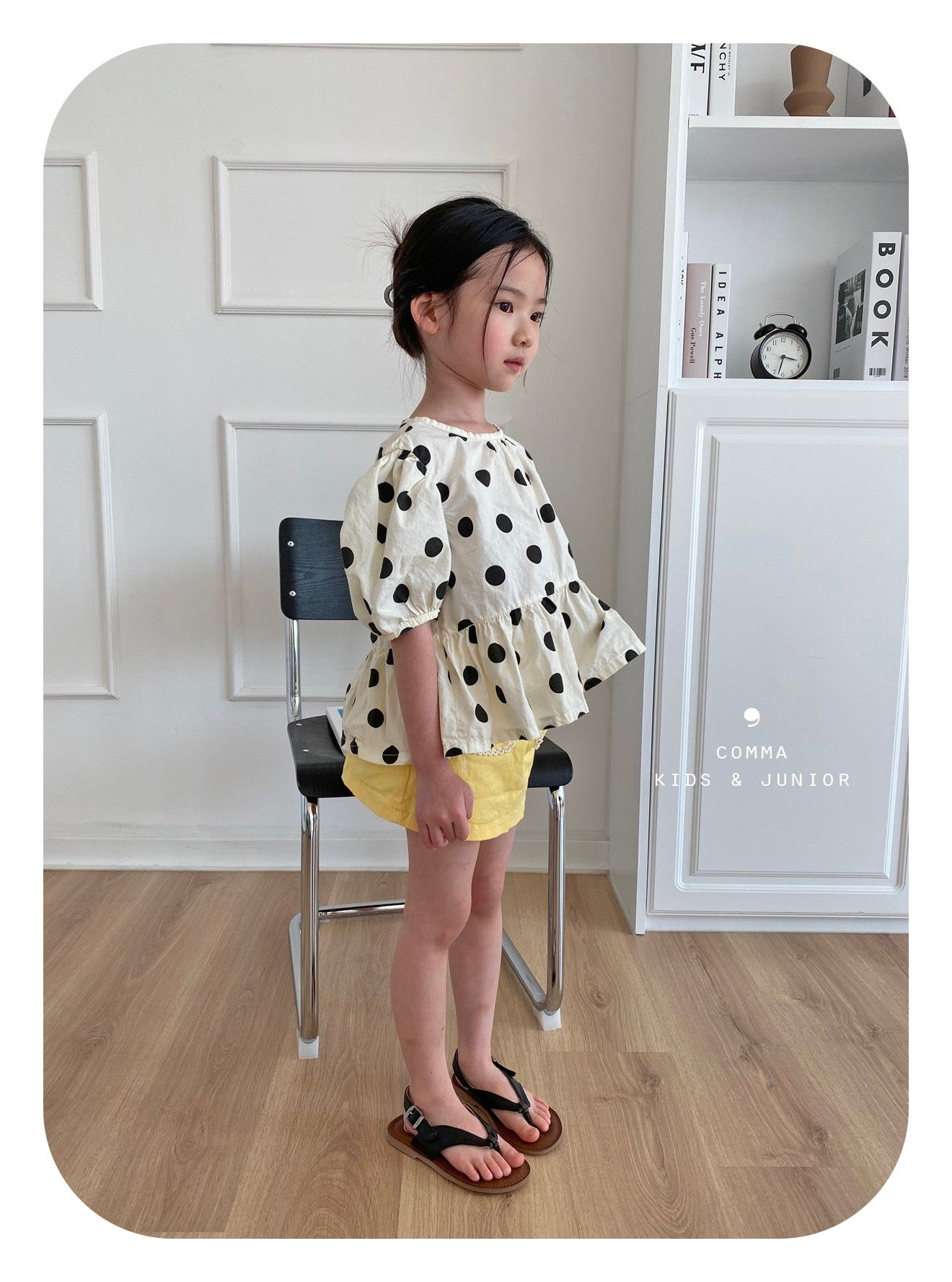 【注文後取り寄せ】韓国子供服 Comma 女の子 子供服  水玉模様ブラウス 2色 90-150サイズ